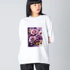 AQUAMETAVERSEのバラードのような薔薇の花　BLUE PLUM  691 ビッグシルエットロングスリーブTシャツ