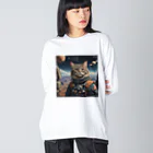 roogerの宇宙猫1 ビッグシルエットロングスリーブTシャツ