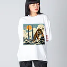 momonekokoのワイルドな虎 ビッグシルエットロングスリーブTシャツ
