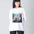 Navel Sky AIの水に咲く桜 ビッグシルエットロングスリーブTシャツ