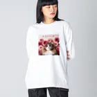 Y m @Y's shopの猫とダリア Big Long Sleeve T-Shirt