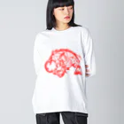 Carnelのコブダイ・寒鯛のトライバルデザイン　赤 Big Long Sleeve T-Shirt