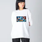 space catの夢見る猫 ビッグシルエットロングスリーブTシャツ