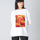 AQUAMETAVERSEのダリアの花の中の笑顔　なでしこ1478 ビッグシルエットロングスリーブTシャツ