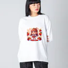 bottaの可愛い、トマト、RIKO-PIN入り ビッグシルエットロングスリーブTシャツ