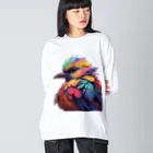 MAF_の虹色鳥🌈 ビッグシルエットロングスリーブTシャツ