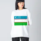 お絵かき屋さんのウズベキスタンの国旗 Big Long Sleeve T-Shirt