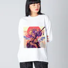 AQUAMETAVERSEの夕焼けに舞う、仮面の戦姫 Marsa 106 ビッグシルエットロングスリーブTシャツ