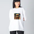 AI妖怪大図鑑のトリプル肉厚ビーフバーガー妖怪　バグドガルド ビッグシルエットロングスリーブTシャツ