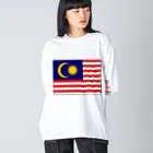 お絵かき屋さんのマレーシアの国旗 ビッグシルエットロングスリーブTシャツ