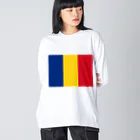 お絵かき屋さんのルーマニアの国旗 ビッグシルエットロングスリーブTシャツ