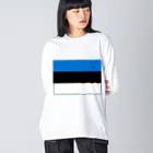 お絵かき屋さんのエストニアの国旗 ビッグシルエットロングスリーブTシャツ