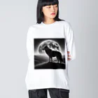 HerosのFull Moon Lonly Wolf ビッグシルエットロングスリーブTシャツ