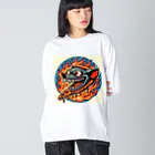 SARAKIのCRAZY PIZZA Big Long Sleeve T-Shirt