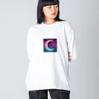 moonlightcatのグラデーションネオンカラームーン Big Long Sleeve T-Shirt