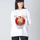 Stylo Tee Shopの毎日ラーメン猫ちゃん ビッグシルエットロングスリーブTシャツ