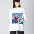 メロンパン猫のサーファーキャット ビッグシルエットロングスリーブTシャツ