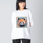 WithRedPandaの水彩風レッサーパンダ ビッグシルエットロングスリーブTシャツ