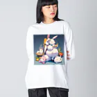 ピンクリボンのぽっちゃりウサギ Big Long Sleeve T-Shirt