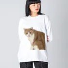 Mashlyのマシロくん猫グッズ ビッグシルエットロングスリーブTシャツ