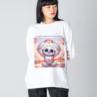 dreamy-designのLOVE&PEACE　シロテナガザルくん ビッグシルエットロングスリーブTシャツ