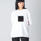 mibusenaの宇宙空間デザイン ビッグシルエットロングスリーブTシャツ