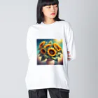 Flower Delightのひまわりの花束 ビッグシルエットロングスリーブTシャツ