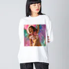 AQUAMETAVERSEのSummer Girl　 Tomoe bb 2712 ビッグシルエットロングスリーブTシャツ