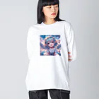 終わらない夢🌈の可愛い少女の天使✨ ビッグシルエットロングスリーブTシャツ