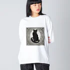 動物デザイングッズの黒猫 Big Long Sleeve T-Shirt