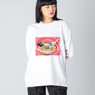 sayayanのラーメンどっぷりくん ビッグシルエットロングスリーブTシャツ