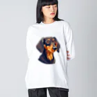 ドッグハウスベティのブラックタン・ダックス Big Long Sleeve T-Shirt