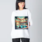 pandownloadの室内プールで遊ぶパンダ Big Long Sleeve T-Shirt