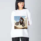 Bikers' Galleryのモトクロス ジャンプシーン アート オフロード バイク ビッグシルエットロングスリーブTシャツ