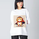 ganeshaのスーパーヒーローのマントを着たかわいいライオン Big Long Sleeve T-Shirt