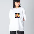 キュート＆クールのメッシュなライオン Big Long Sleeve T-Shirt