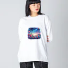 momonekokoのカラフルな風船が浮かぶ風景 Big Long Sleeve T-Shirt