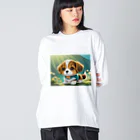 InkCraftsのかわいい子犬 ビッグシルエットロングスリーブTシャツ