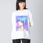 World_Teesのバブルガムを噛むアニメガール 日本の美学 アニメオタク Big Long Sleeve T-Shirt