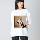 shadowshadowの三毛猫 ビッグシルエットロングスリーブTシャツ