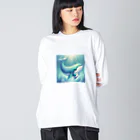 わくわく海の雑貨屋のほのぼのクジラの親子 Big Long Sleeve T-Shirt