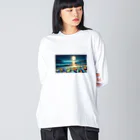 yunakiziの夜に輝くシーガラス ビッグシルエットロングスリーブTシャツ