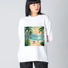 Paradise ExploreのPalm Breeze Bliss ビッグシルエットロングスリーブTシャツ