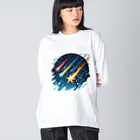 Mizのゆるハウスの3つの流れ星 ビッグシルエットロングスリーブTシャツ