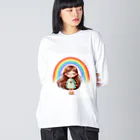 いおかんショップのHappyGirl ビッグシルエットロングスリーブTシャツ