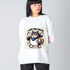 Onkakaka shopのたべねこToo much ビッグシルエットロングスリーブTシャツ