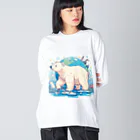 れいのホッキョクグマの冒険：地球を背景に未来へ進む姿 Big Long Sleeve T-Shirt