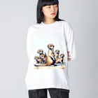 DotAnimalsのドットミーアキャット_ファミリー Big Long Sleeve T-Shirt