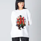 シロクマペンギンの【俳句シリーズ】ガチムチ背中の漢道 Big Long Sleeve T-Shirt