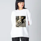 やんばるたの黒猫と白猫 電柱 Big Long Sleeve T-Shirt